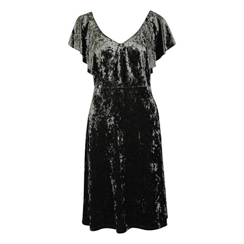 ❤️ Gray (silver?) Velvet Mini Dress ruffle collar